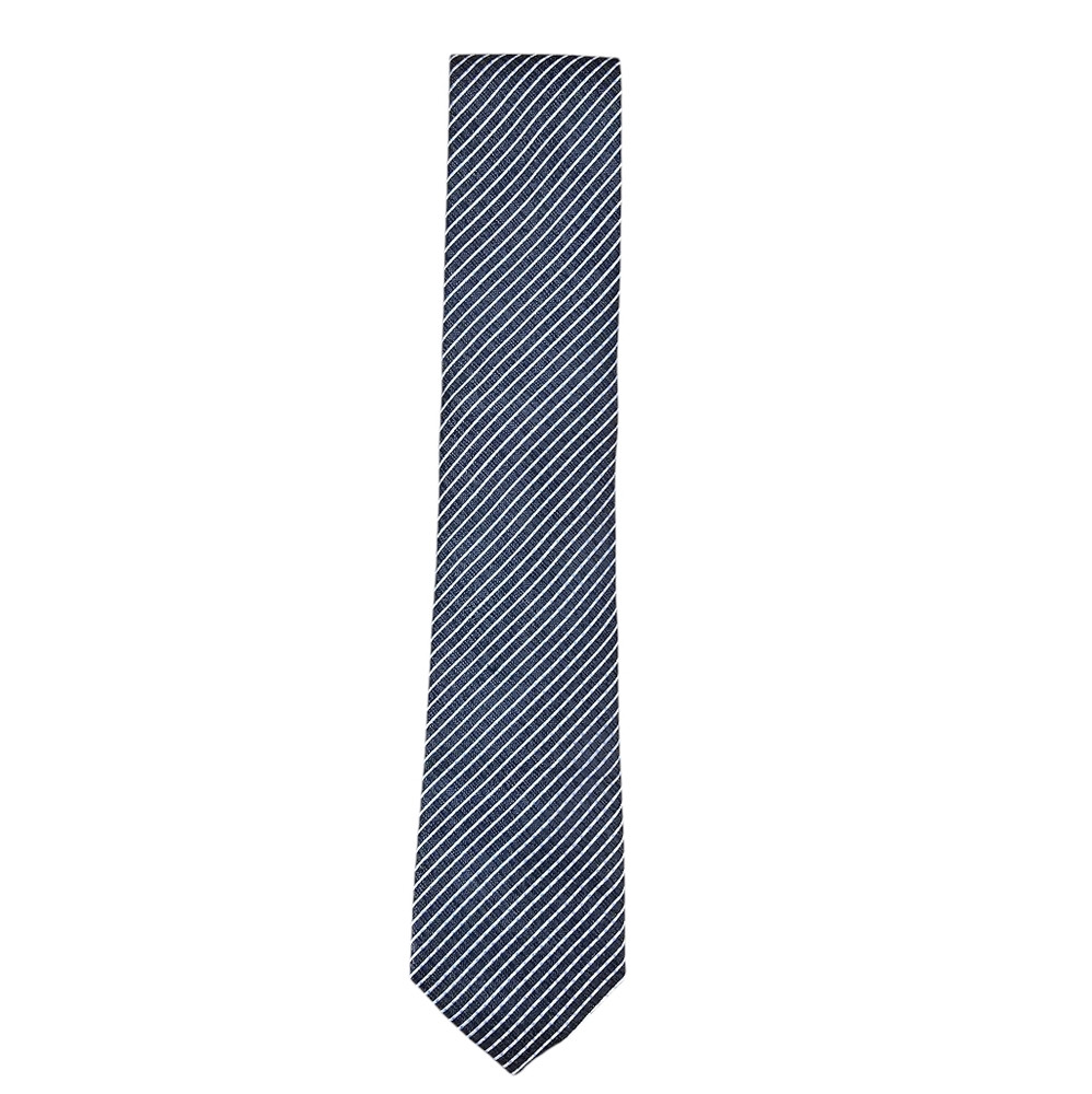 Club Room Lawrence Grid Mens Tie Black With Blue and White Stripes Polyester